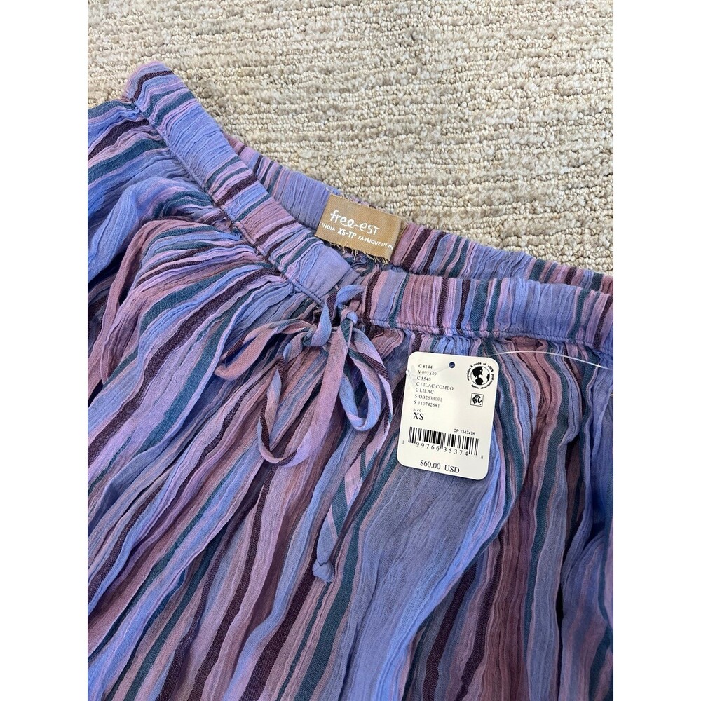 NWT Free People Playa Party Stripe Pants XS Lilac Combo - Picture 4 of 5